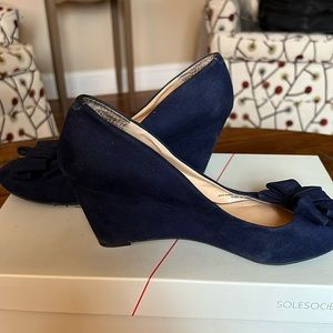 Women’s Jessica Simpson Blue Suede Wedges